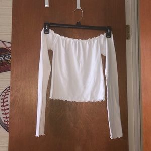 white, off the shoulder top